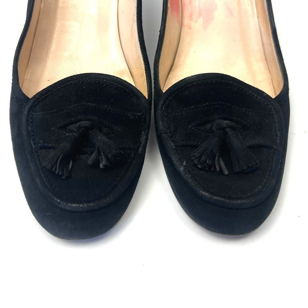 Vtg Christian Louboutin Suede Tassel Kitten Heel Pumps Red Bottom 37 US 6.5 Y2k - Picture 3 of 8